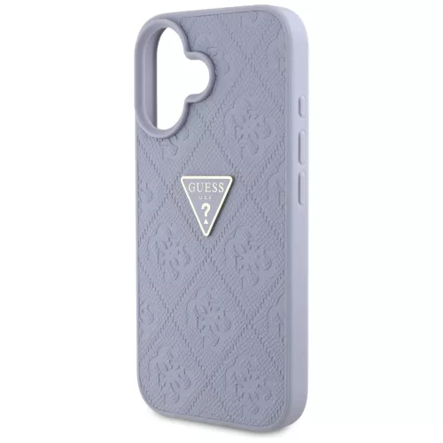 Guess - Bőr Hőpecsétes 4G Mintás Háromszög Fém Logó (GUHCP16SPGP4STRU) - iPhone 16 - Világos Lila