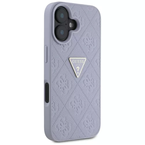 Guess - Bőr Hőpecsétes 4G Mintás Háromszög Fém Logó (GUHCP16SPGP4STRU) - iPhone 16 - Világos Lila