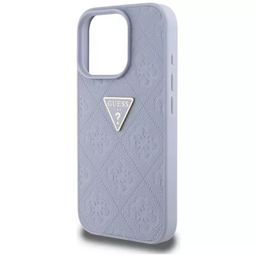 Guess - Bőr Hőpecsétes 4G Mintás Háromszög Fém Logó (GUHCP16XPGP4STRU) - iPhone 16 Pro Max - Világos Lila