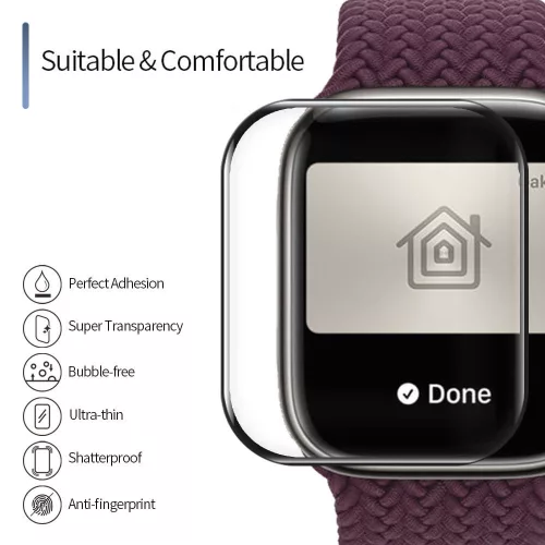 Blueo - High Molecule Screen Protector with Dust Removal Locator - Apple Watch 4/5/6/SE/SE 2 (40mm) - Black