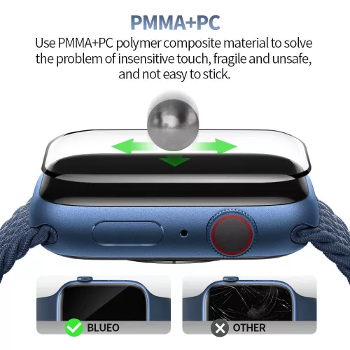 Blueo - High Molecule Screen Protector with Dust Removal Locator - Apple Watch 10 42mm / Watch 11 42mm - Black