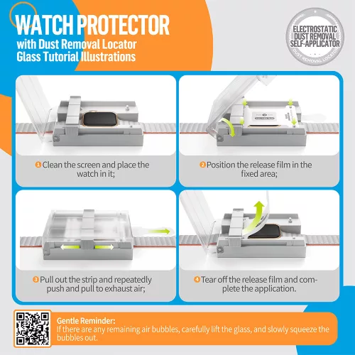 Blueo - High Molecule Screen Protector with Dust Removal Locator - Apple Watch 10 46mm / Watch 11 46mm - Black