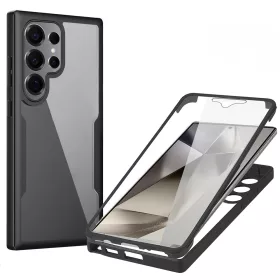  Techsuit - ColorVerse 360 tok kijelzővédővel - Samsung Galaxy S25 Ultra - Fekete