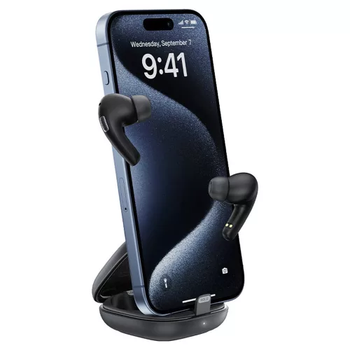 Acefast - Vezeték nélküli fülhallgató (W4) - Fülbe helyezhető TWS, BT v5.4, ENC zajszűrés, beépített telefontartóval, IPX4, 350mAh - Bézs