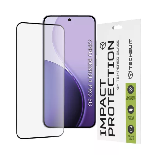 Techsuit - 111D Full Cover / Full Glue Glass - Oppo Reno14 Pro - Black