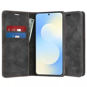   Techsuit - Confy Cover kinyitható tok - Samsung Galaxy S25 FE - Fekete