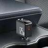 Yesido - 4in1 Car Charger (Y71) - with Type-C Retractable Cable + Lightning Adapter, Dual Port USB-A + Type-C, 125W, LED Display - Black