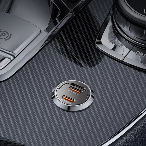 Yesido - Mini Car Charger (Y69) - Dual-Port Type-C, PD30W, Aluminum Alloy, Fast Charging - Black