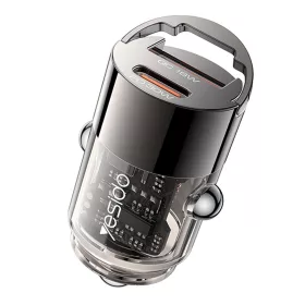   Yesido - Hidden Car Charger (Y68) - Dual-Port USB-A + Type-C, PD30W, Aluminum Alloy, Fast Charging - Black