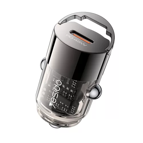 Yesido - Hidden Car Charger (Y67) - Type-C, PD45W, Aluminum Alloy, Super Fast Charging - Black