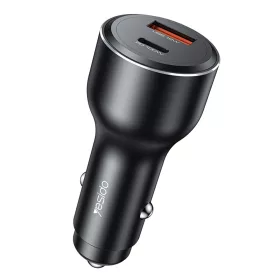   Yesido - Car Charger (Y65) - Dual-Port USB-A + Type-C, PD100W, Aluminum Alloy, Super Fast Charging - Black