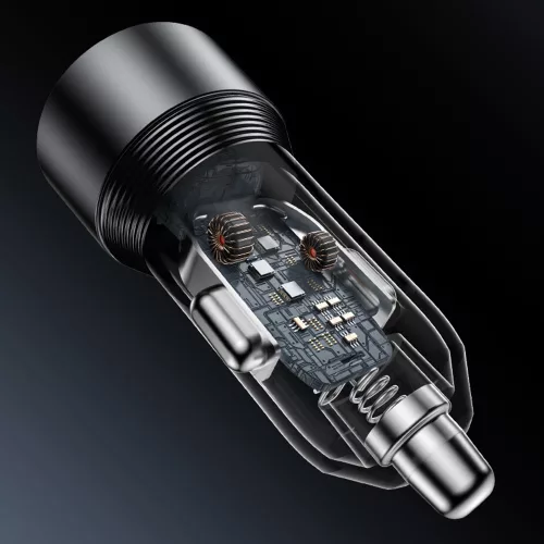 Yesido - Car Charger (Y64) - Dual-Port USB-A + Type-C, 50W, Multi Protection, Fast Charging - Black