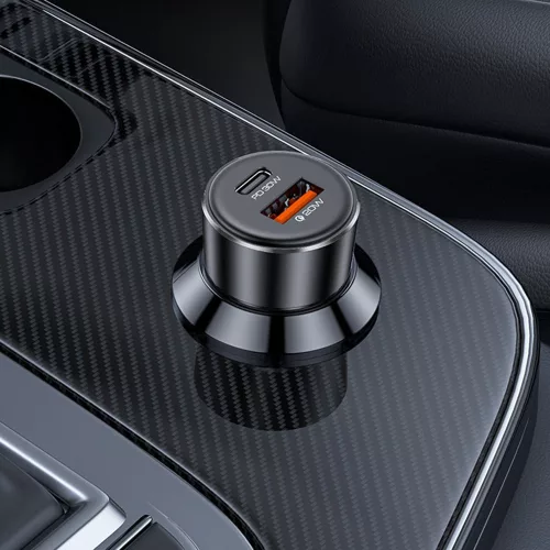 Yesido - Car Charger (Y64) - Dual-Port USB-A + Type-C, 50W, Multi Protection, Fast Charging - Black