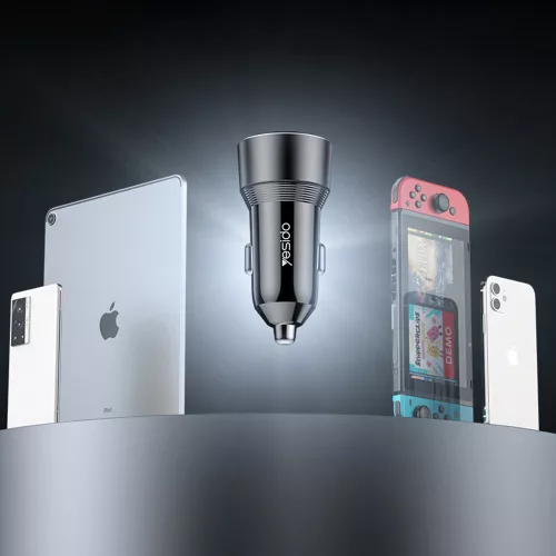 Yesido - Car Charger (Y64) - Dual-Port USB-A + Type-C, 50W, Multi Protection, Fast Charging - Black
