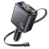 Yesido - 4in1 Car Charger (Y63) - with 2x Retractable Cable, LED Ambient Light, Fast Charging, 117W - Grey