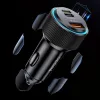 Yesido - Car Charger (Y60) - Cable Type-C to Lightning Included, Lightning/USB-A/USB-C Ports, 38W, Fast Charging - Black