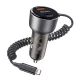 Yesido - Car Charger (Y57) - with Lightning Spring Cable, Type-C/USB-A Ports, 50W, Fast Charging - Black