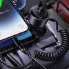 Yesido - Car Charger (Y57) - with Lightning Spring Cable, Type-C/USB-A Ports, 50W, Fast Charging - Black