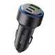Yesido - Car Charger (Y50) - 2x Type-C, USB, Fast Charging, 60W, LED Lamp Ring, Intelligent Temperature Control Chip - Black