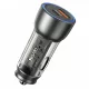 Yesido - Car Charger (Y49) - USB-A, Type-C, LED Light Effect, Fast Charging, 30W - Grey