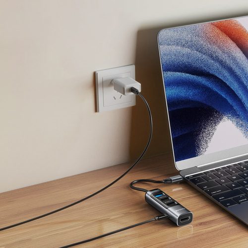 Yesido - Docking Station 5in1 (HB22) - Type-C to 3x USB, USB-C, HDMI, PD100W, Fast Charge, 4K@30Hz, 5Gbps - Gray