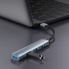 Yesido - Docking Station 4in1 (HB18) - USB to 1x USB3.0, 3x USB2.0, Plug&Play, 5Gbps, Aluminum Alloy - Gray
