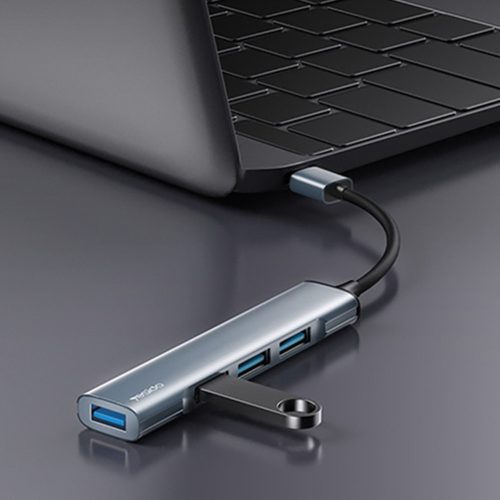 Yesido - Docking Station 4in1 (HB18) - USB to 1x USB3.0, 3x USB2.0, Plug&Play, 5Gbps, Aluminum Alloy - Gray