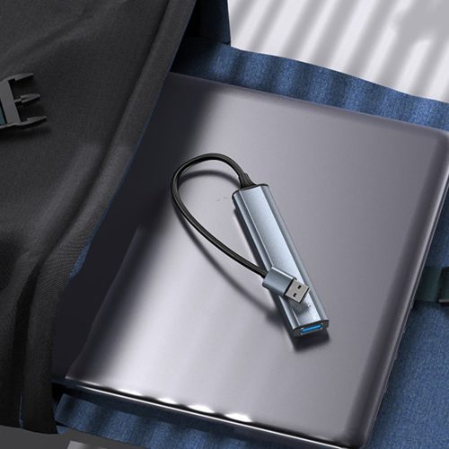 Yesido - Docking Station 4in1 (HB18) - USB to 1x USB3.0, 3x USB2.0, Plug&Play, 5Gbps, Aluminum Alloy - Gray