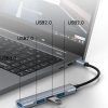 Yesido - Docking Station 4in1 (HB17) - Type-C to 1x USB3.0, 3x USB2.0, Plug&Play, 5Gbps, Aluminum Alloy - Gray