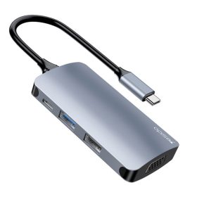   Yesido - Docking Station 7in1 (HB16) - Type-C to 1x USB3.0, 2x USB2.0, TF/SD Card, 1x VGA, 1x Type-C, 5Gbps, PD100W  - Gray
