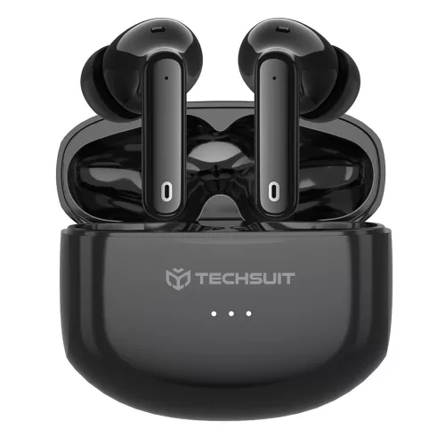Techsuit - Prémium vezeték nélküli fülhallgató Audira Pro (CW1) - Bluetooth V5.4, 300mAh, aktív zajszűrés, 4 mikrofon - fekete