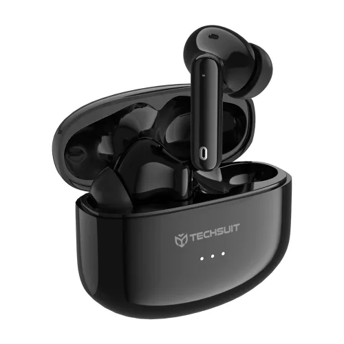 Techsuit - Prémium vezeték nélküli fülhallgató Audira Pro (CW1) - Bluetooth V5.4, 300mAh, aktív zajszűrés, 4 mikrofon - fekete
