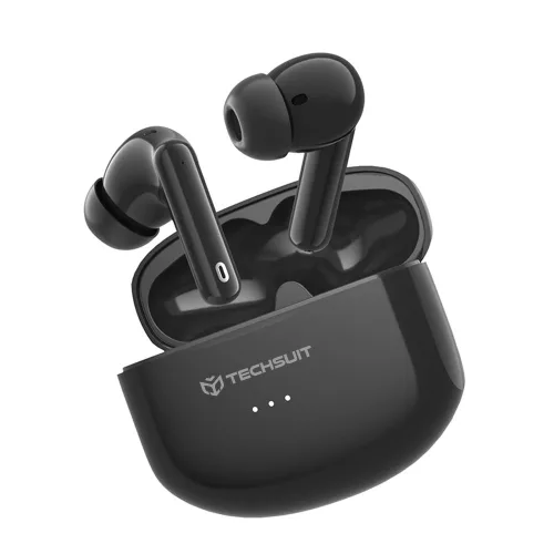 Techsuit - Prémium vezeték nélküli fülhallgató Audira Pro (CW1) - Bluetooth V5.4, 300mAh, aktív zajszűrés, 4 mikrofon - fekete