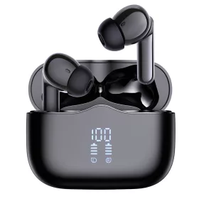   Techsuit - Prémium vezeték nélküli fülhallgató VelarX One (CW2) - Bluetooth V5.4, 300mAh, ANC, ENC, 4 mikrofon - Fekete