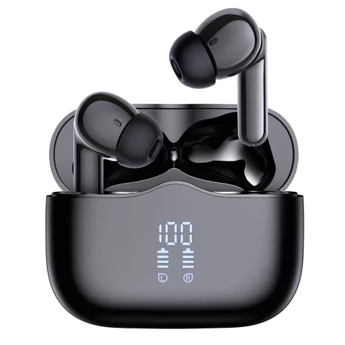Techsuit - Prémium vezeték nélküli fülhallgató VelarX One (CW2) - Bluetooth V5.4, 300mAh, ANC, ENC, 4 mikrofon - Fekete