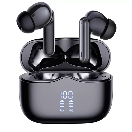 Techsuit - Prémium vezeték nélküli fülhallgató VelarX One (CW2) - Bluetooth V5.4, 300mAh, ANC, ENC, 4 mikrofon - Fekete