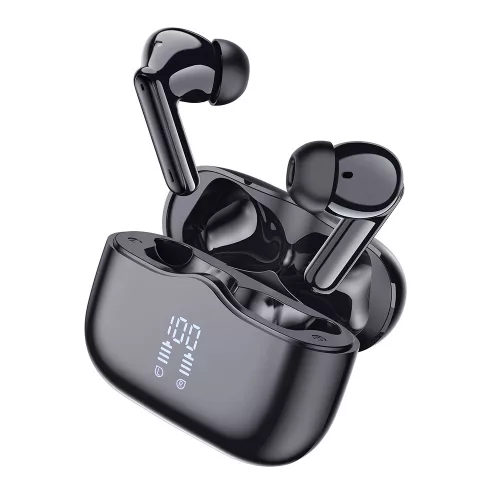 Techsuit - Prémium vezeték nélküli fülhallgató VelarX One (CW2) - Bluetooth V5.4, 300mAh, ANC, ENC, 4 mikrofon - Fekete