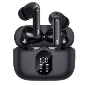   Techsuit - Prémium vezeték nélküli fülhallgató WaveBeat 100 (CW3) - Bluetooth V5.4, 300mAh, ANC, ENC, 4 mikrofon - fekete