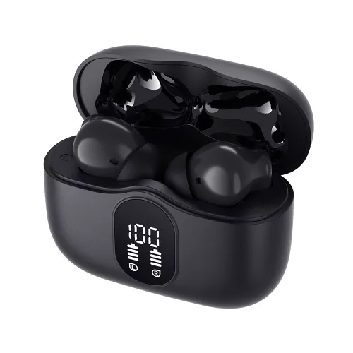 Techsuit - Prémium vezeték nélküli fülhallgató WaveBeat 100 (CW3) - Bluetooth V5.4, 300mAh, ANC, ENC, 4 mikrofon - fekete