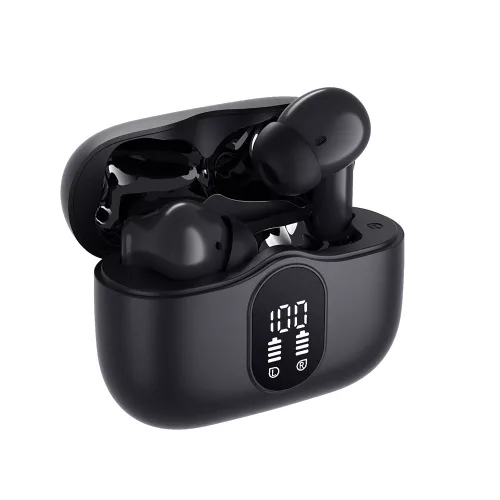 Techsuit - Prémium vezeték nélküli fülhallgató WaveBeat 100 (CW3) - Bluetooth V5.4, 300mAh, ANC, ENC, 4 mikrofon - fekete