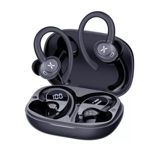 Techsuit - Prémium vezeték nélküli fülhallgató AirTune 100 (CW4) - Bluetooth V5.4, 400mAh, IPX4 - Fekete