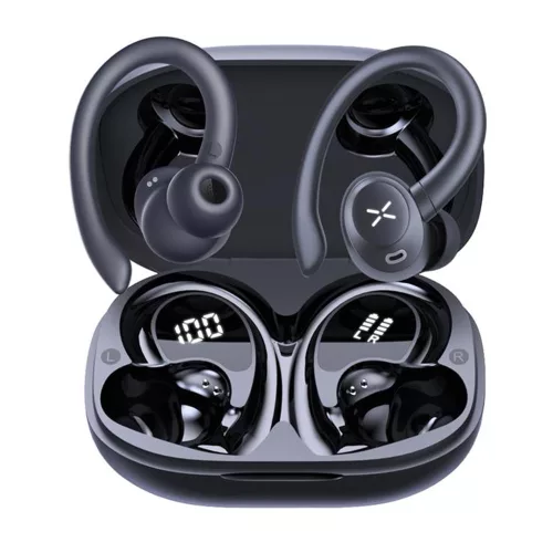 Techsuit - Prémium vezeték nélküli fülhallgató AirTune 100 (CW4) - Bluetooth V5.4, 400mAh, IPX4 - Fekete