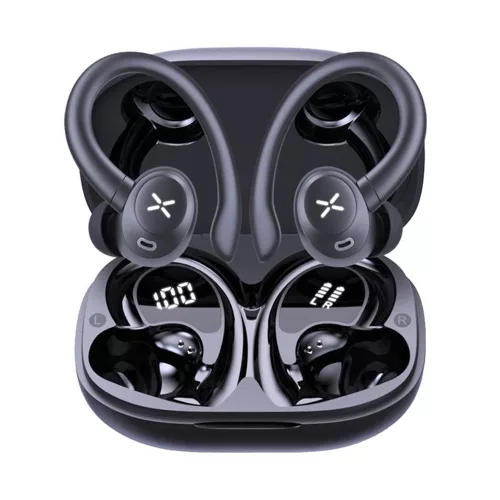 Techsuit - Prémium vezeték nélküli fülhallgató AirTune 100 (CW4) - Bluetooth V5.4, 400mAh, IPX4 - Fekete
