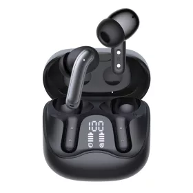  Techsuit - Prémium vezeték nélküli fülhallgató EchoFit Pro (CW5) - Bluetooth V5.4, ANC, ENC, 400mAh, Többcsatlakozós, Gyorstöltés, 6 Mikrofon - Fekete
