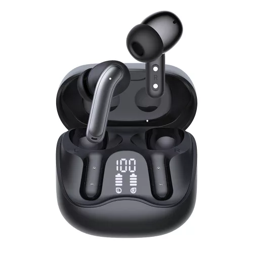 Techsuit - Prémium vezeték nélküli fülhallgató EchoFit Pro (CW5) - Bluetooth V5.4, ANC, ENC, 400mAh, Többcsatlakozós, Gyorstöltés, 6 Mikrofon - Fekete