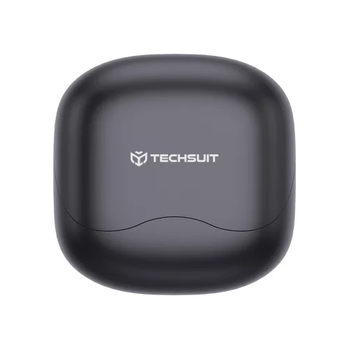 Techsuit - Prémium vezeték nélküli fülhallgató EchoFit Pro (CW5) - Bluetooth V5.4, ANC, ENC, 400mAh, Többcsatlakozós, Gyorstöltés, 6 Mikrofon - Fekete
