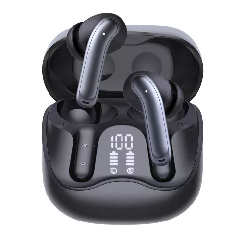 Techsuit - Prémium vezeték nélküli fülhallgató EchoFit Pro (CW5) - Bluetooth V5.4, ANC, ENC, 400mAh, Többcsatlakozós, Gyorstöltés, 6 Mikrofon - Fekete
