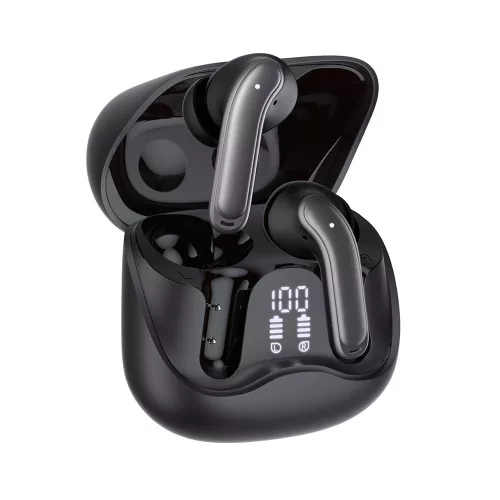 Techsuit - Prémium vezeték nélküli fülhallgató EchoFit Pro (CW5) - Bluetooth V5.4, ANC, ENC, 400mAh, Többcsatlakozós, Gyorstöltés, 6 Mikrofon - Fekete