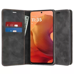   Techsuit - Confy Cover kinyitható tok - Motorola Moto G15 / G15 Power / G17 / G17 Power - Fekete