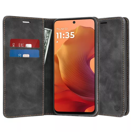 Techsuit - Confy Cover kinyitható tok - Motorola Moto G15 / G15 Power / G17 / G17 Power - Fekete